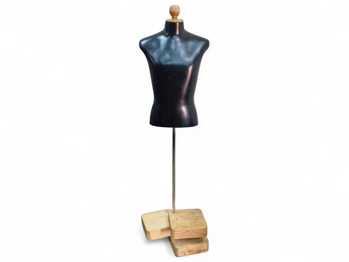Floorstanding Mannequin on Metal Rod & Tiered Wood Base