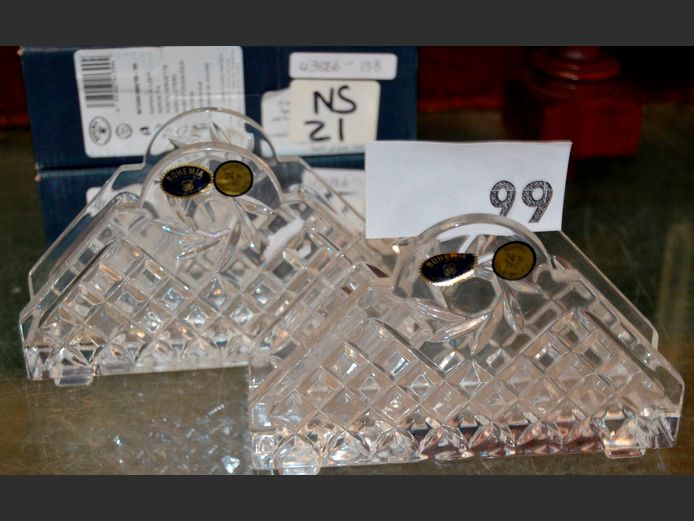 PAIR BOHEMIA CRYSTAL NAPKIN HOLDERS