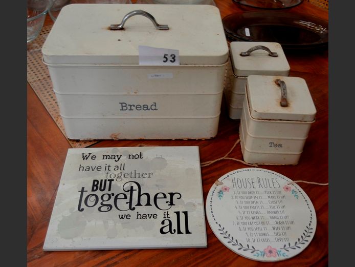 METAL BREAD BIN, STORAGE CANISTERS, etc [Rusty]