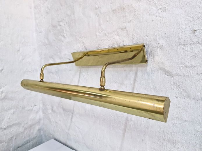Vintage Polished Brass Dual-Arm Linear Picture Over-Mirror Light