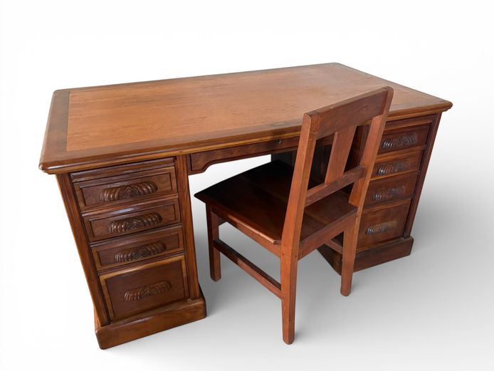Solid Wood Executive Desk with Chair