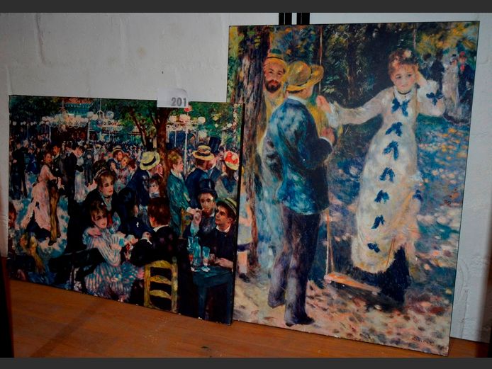 LOT OF 2 RENOIR PRINTS ON BOARD, 57 x 42cm