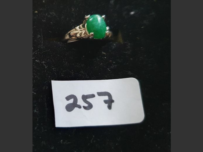 SILVER DRESS RING WITH GREEN STONE