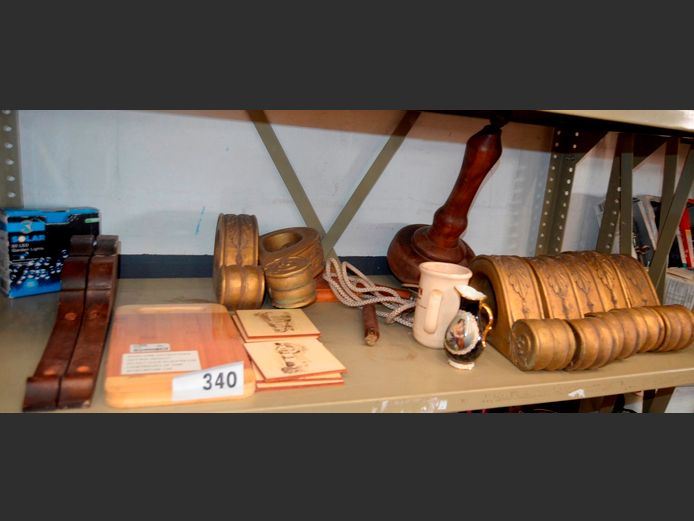 WOODEN LAMP, CHOPPING BOARD, WALL SCONCES, etc