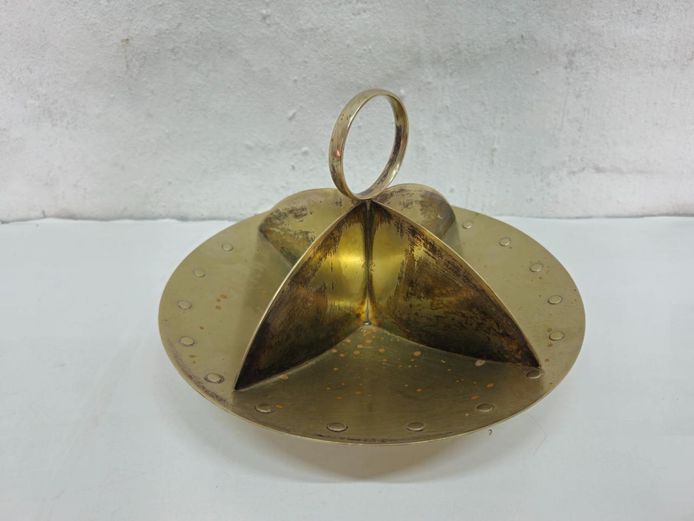 Vintage Mid-Century Silver-Plated Brass Four-Section Hors D'oeuvre Server