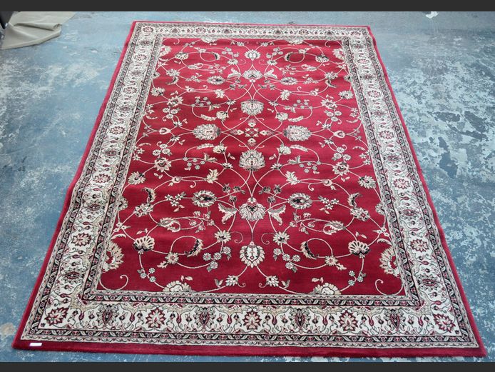 ASCOT RED, BEIGE & BLACK MACHINE MADE PERSIAN CARPET, 290 x 200cm [U]