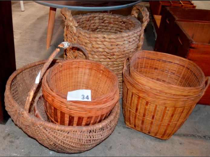 WOVEN SEAGRASS LOG BASKET, WICKER FLOWER PICKING BASKET, etc
