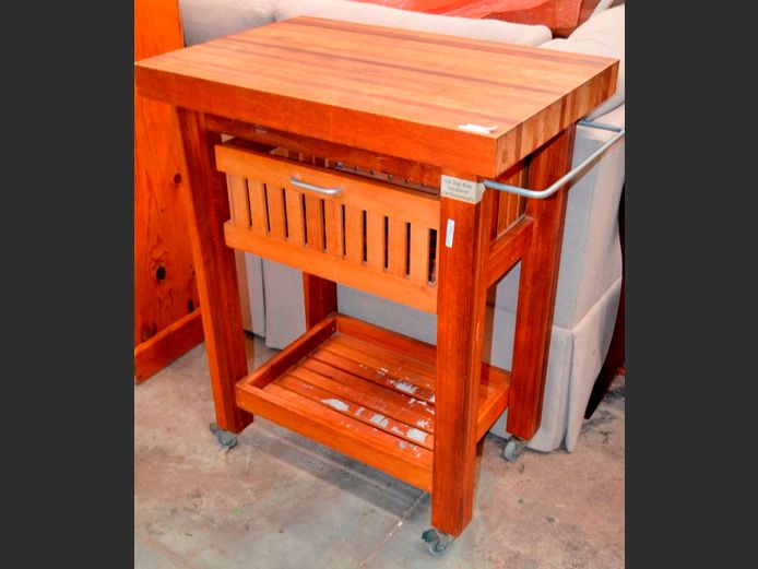 BLACKWOOD SINGLE DRAWER BUTCHER'S BLOCK ON CASTORS, 72 x 48 x 90cm