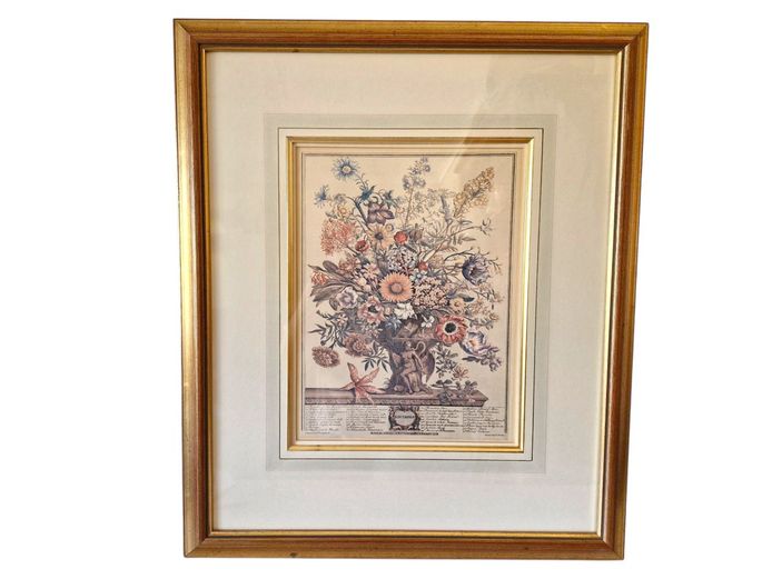 Large Framed Vintage “November Flowers” Lithograph by Robert Furber