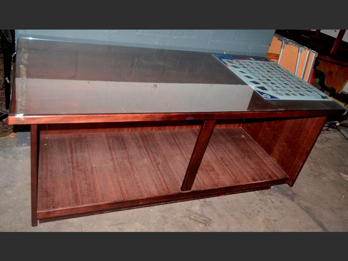 IMBUIA GLASS TOP WORK STATION, 202 x 92 x 90cm