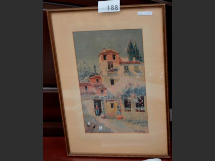 GILT FRAMED PRINT " FARM HOUSE", 39 x 23cm
