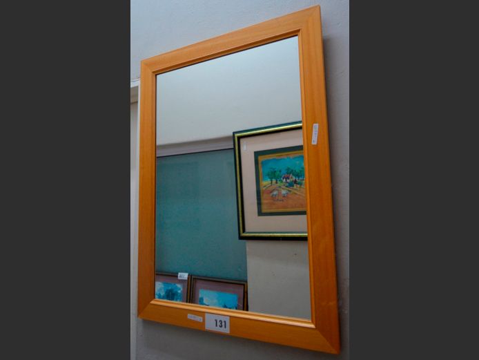 BEECHWOOD FRAMED MIRROR, 75 x 55cm