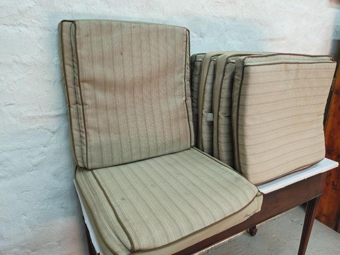 Beige Fabric Patio Chair Cushions - 3 Sets (6-Pieces)