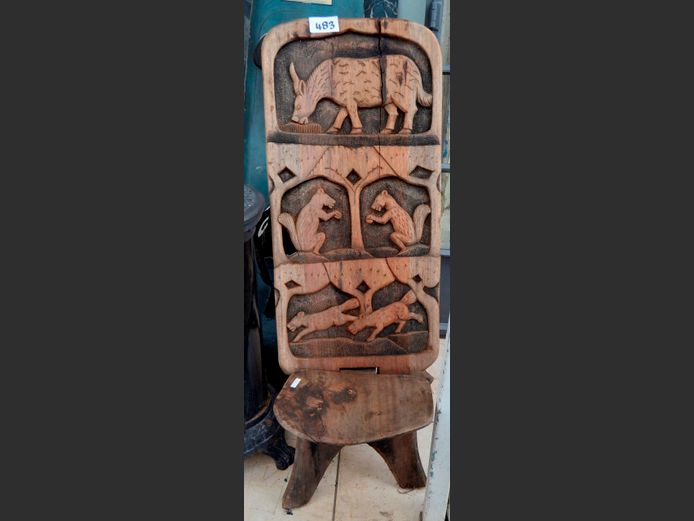 CARVED AFRICAN CHAIR [Weathered]