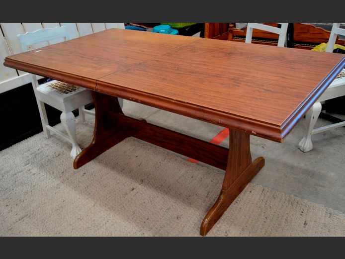 IMBUIA FOIL 6-SEATER DINING TABLE, 164 x 88 x 74cm [In need of repairs]
