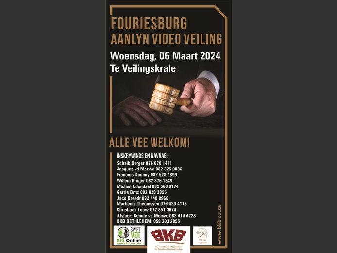 FOURIESBURG AANLYN VIDEO VEILING