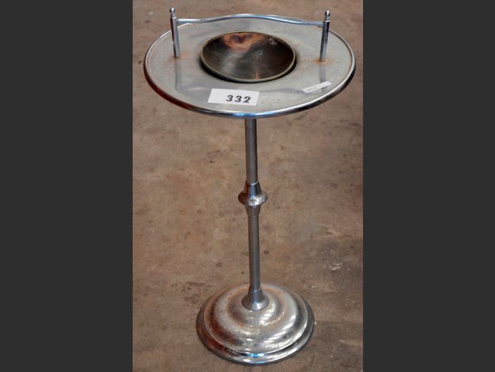 CHROME PLATE BIRD BATH WITH BOWL, 33cm Diameter x 63cm High