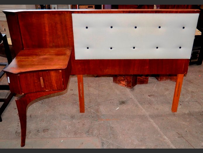 RETRO SINGLE HEADBOARD WITH SINGLE DRAWER PEDESTAL ATTACHED