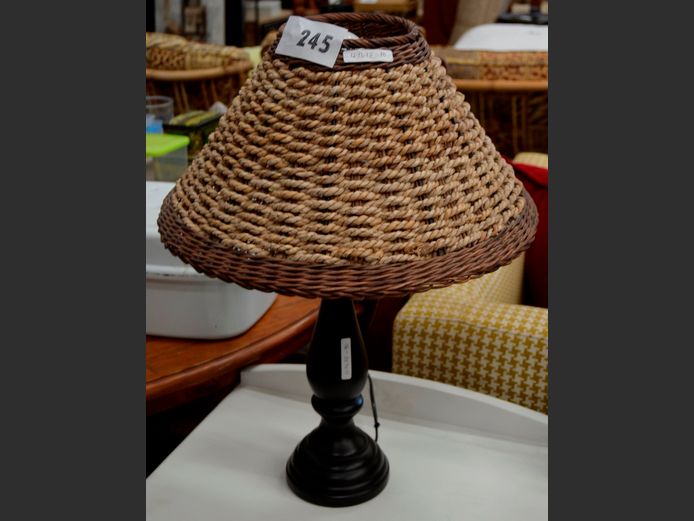 DARKWOOD BEDSIDE LAMP WITH SHADE, 52cm High