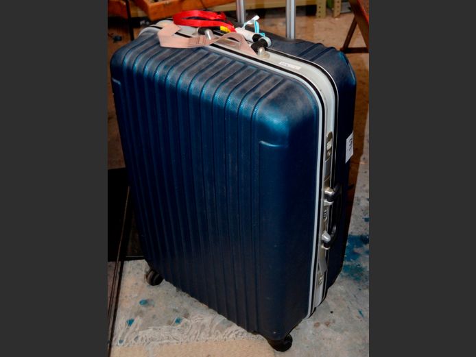 NAVY BLUE HARD SHELL SUITCASE, 48 x 30 x 72cm