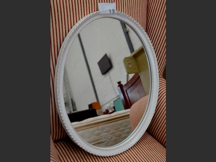 VINTAGE OVAL FRAMED MIRROR, 54 x 43.5cm