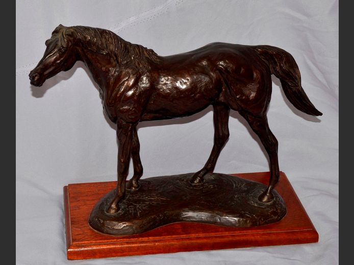COLD CAST BRONZE HORSE FIGURE, SIGNED A. OXENBOULD & NUMBERED 221/400, 41 x 16 x 31cm