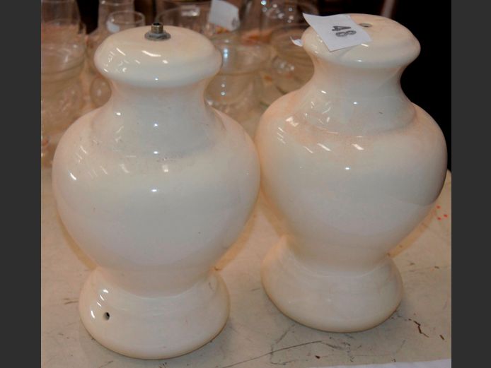 PAIR CERAMIC BEDSIDE LAMP BASES ONLY, 29cm High [No shades]