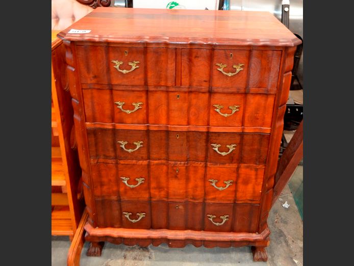 IMBUIA BALL & CLAW 2-OVER-4 CHEST OF DRAWERS, 87 x 49 x 110cm