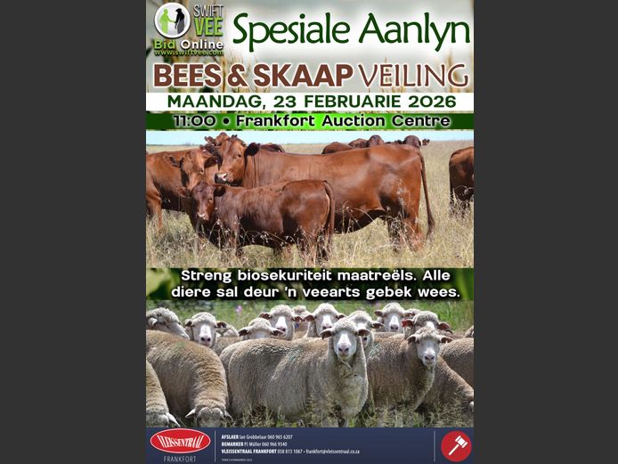 SPESIALE BEES EN SKAAP AANLYN VEILING