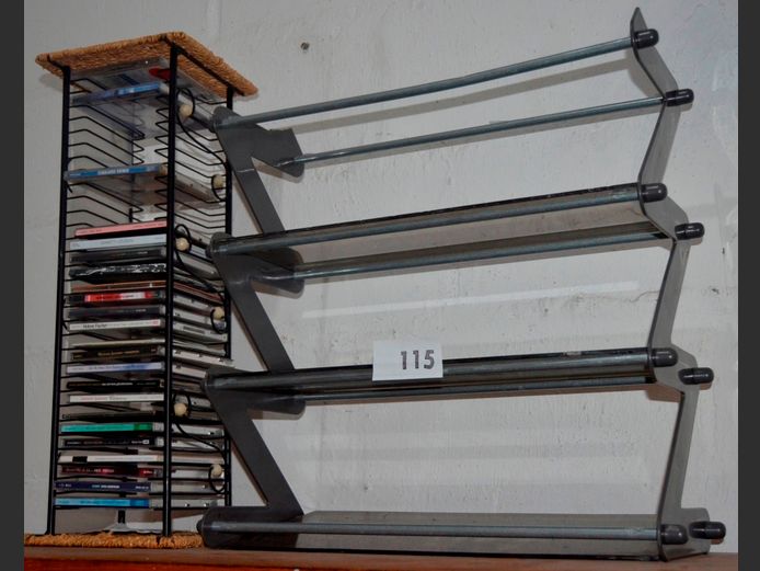 CD RACK & SMALL METAL DESKTOP SHELF