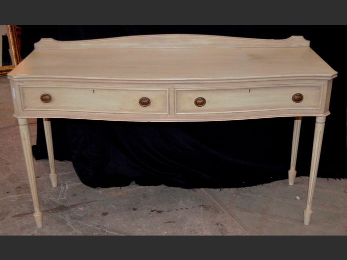 CREAM PAINTED 2-DRAWER HALL TABLE, 137 x 47 x 82cm