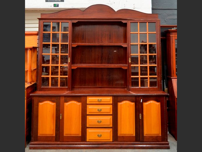 YELLOWWOOD & IMBUIA 6-DOOR, 4-DRAWER WELSH DRESSER, 227 x 51 x 243cm