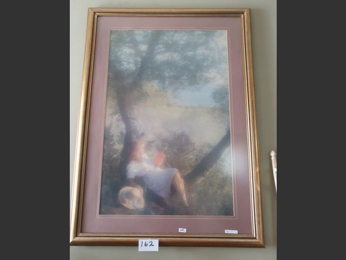 GILT FRAMED PRINT "LADY READING"
