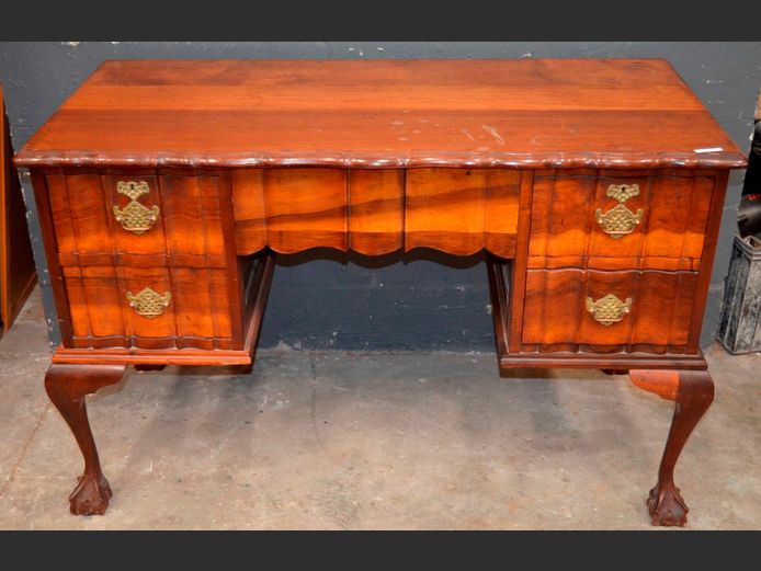 IMBUIA BALL & CLAW 5-DRAWER DESK, 120 x 58 x 77cm