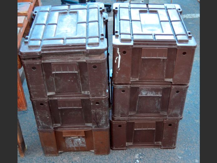 LOT OF 6: AMMO BOXES WITH LIDS, 51 x 40 x 23cm