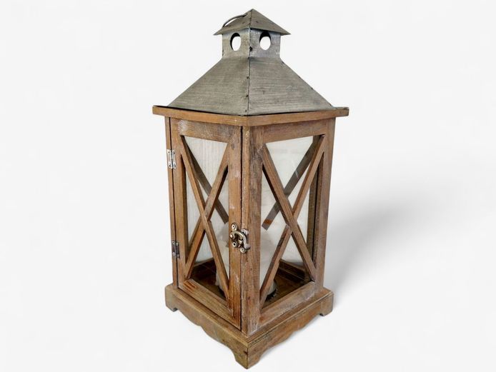 Wood, Metal & Glass Lantern