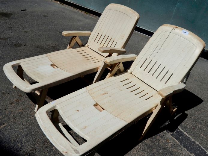 PAIR PLASTIC POOL LOUNGERS