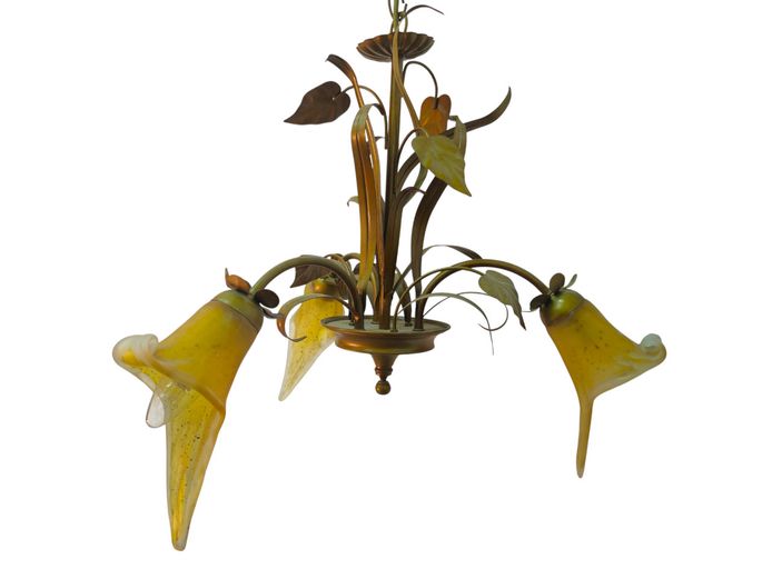 Art Nouveau Style Floral Three-Light Chandelier