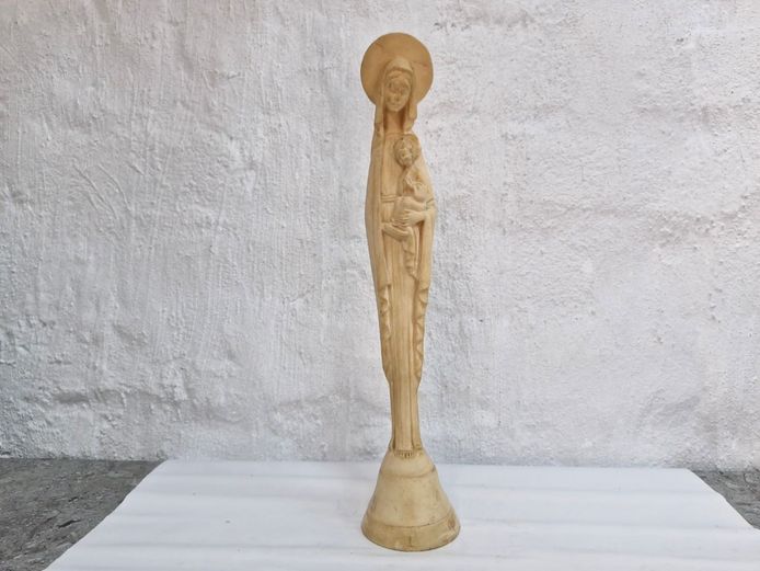 Vintage Carved Madonna & Child Religious Statue