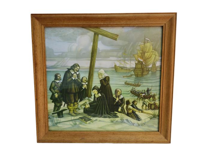 "Die Aankoms van Jan van Riebeeck" - Framed W.H. Coetzer Print