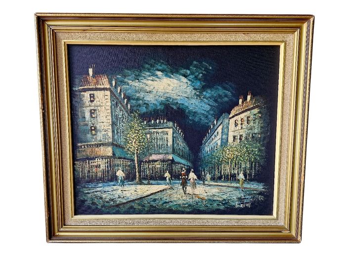 Mid-Century Original Caroline Burnett Parisian Street Scene
