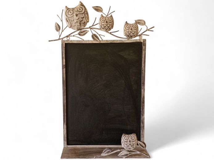 Rustic Owl Metal Frame Chalkboard Décor