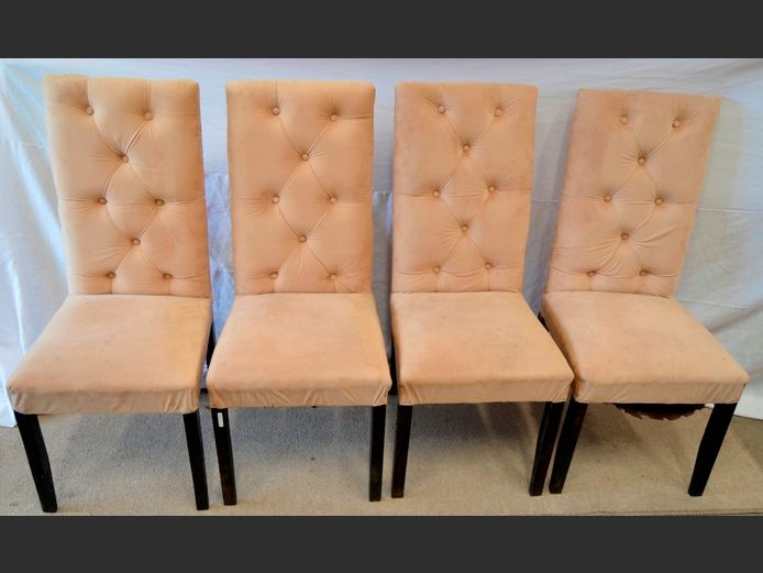 SET OF 4 TUFTED SUEDE DINING CHAIRS [#: 423572406]