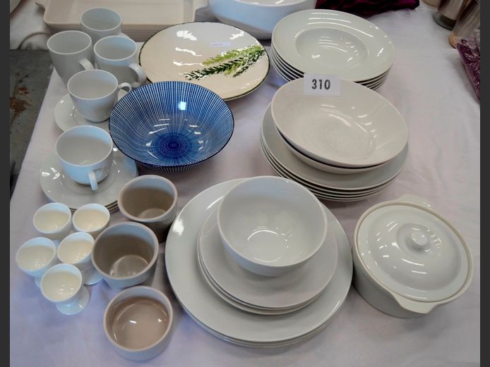WHITE SOUP PLATES, DINNER PLATES, MUGS, BOWLS, etc