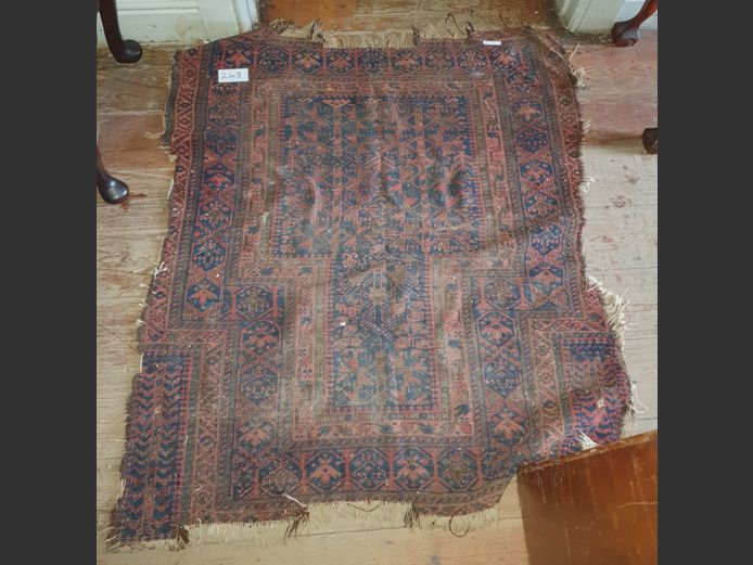 BURGENDY, BLUE & BROWN PERSIAN RUG