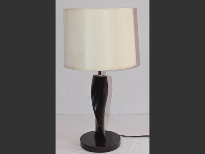 BLACK BEDSIDE LAMP WITH WHITE SHADE, 59cm High