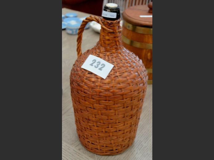 RATTAN WRAPPED FLAGON, 38cm High