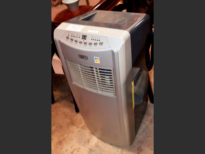 DEFY GREY 12000 BTU PORTABLE AIRCON, 239cm High [Switches on]