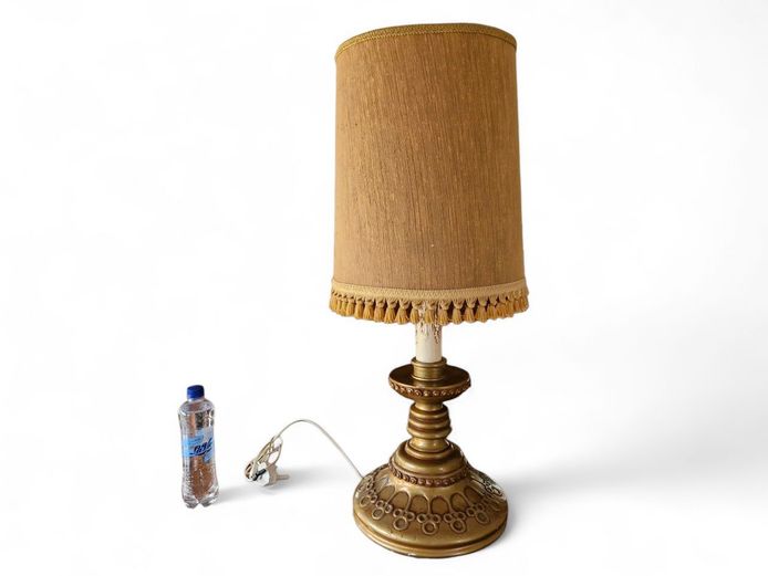 Mid-Century Large Gilded Ceramic Base Lamp