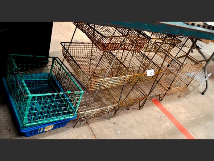 VINTAGE METAL & WIRE VEGGIE STANDS, etc